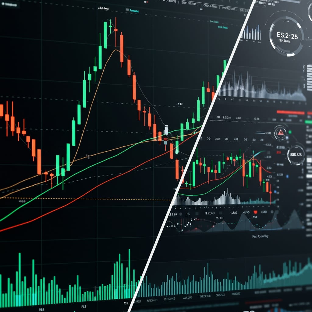 Trading chart showing price action in the first 15 minutes, highlighting an opening range breakout for ES or MES futures.